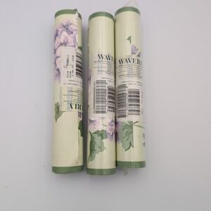 3 Vintage Waverly Floral Wallpaper Border Rolls Green Purple 5500211 8in x 15yd